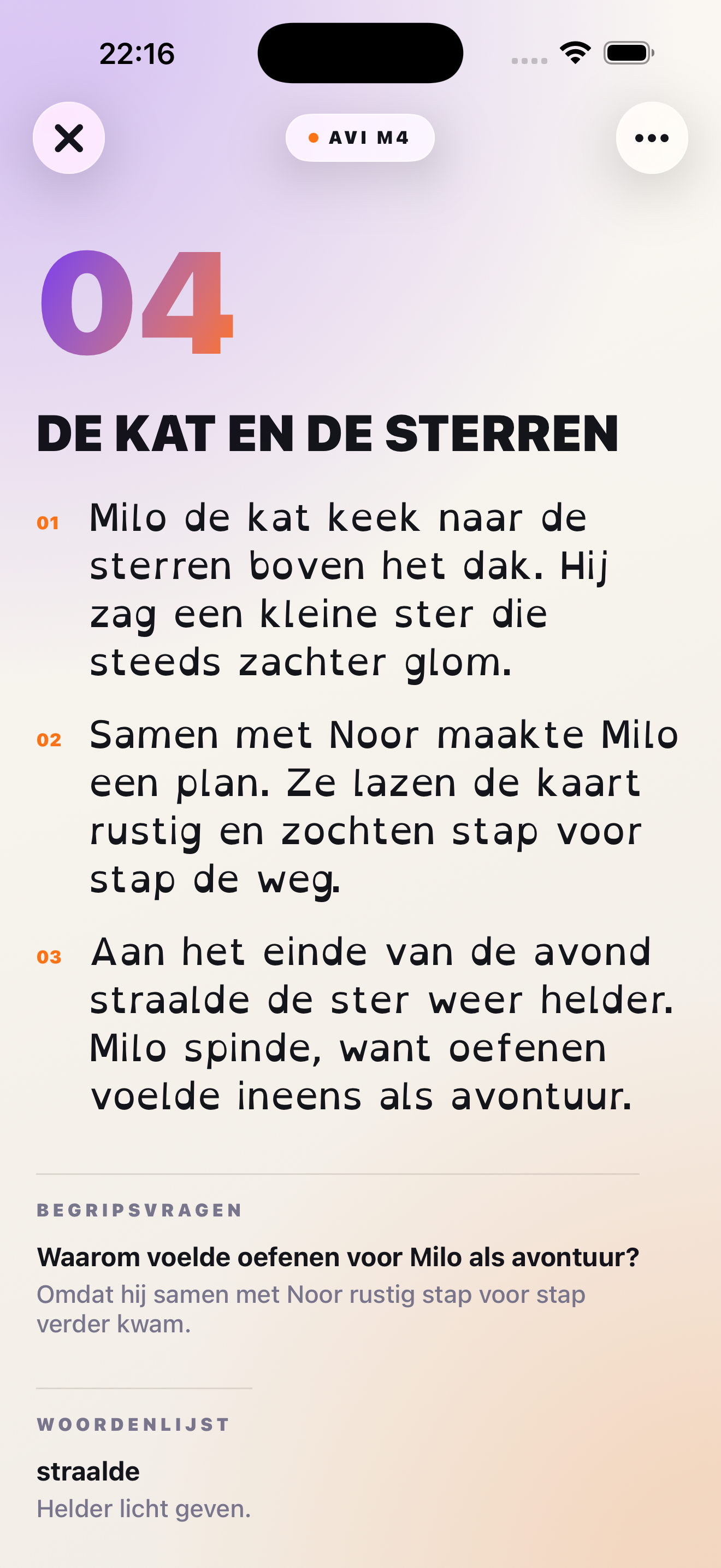 EVI screenshot with dyslexia-friendly reading settings