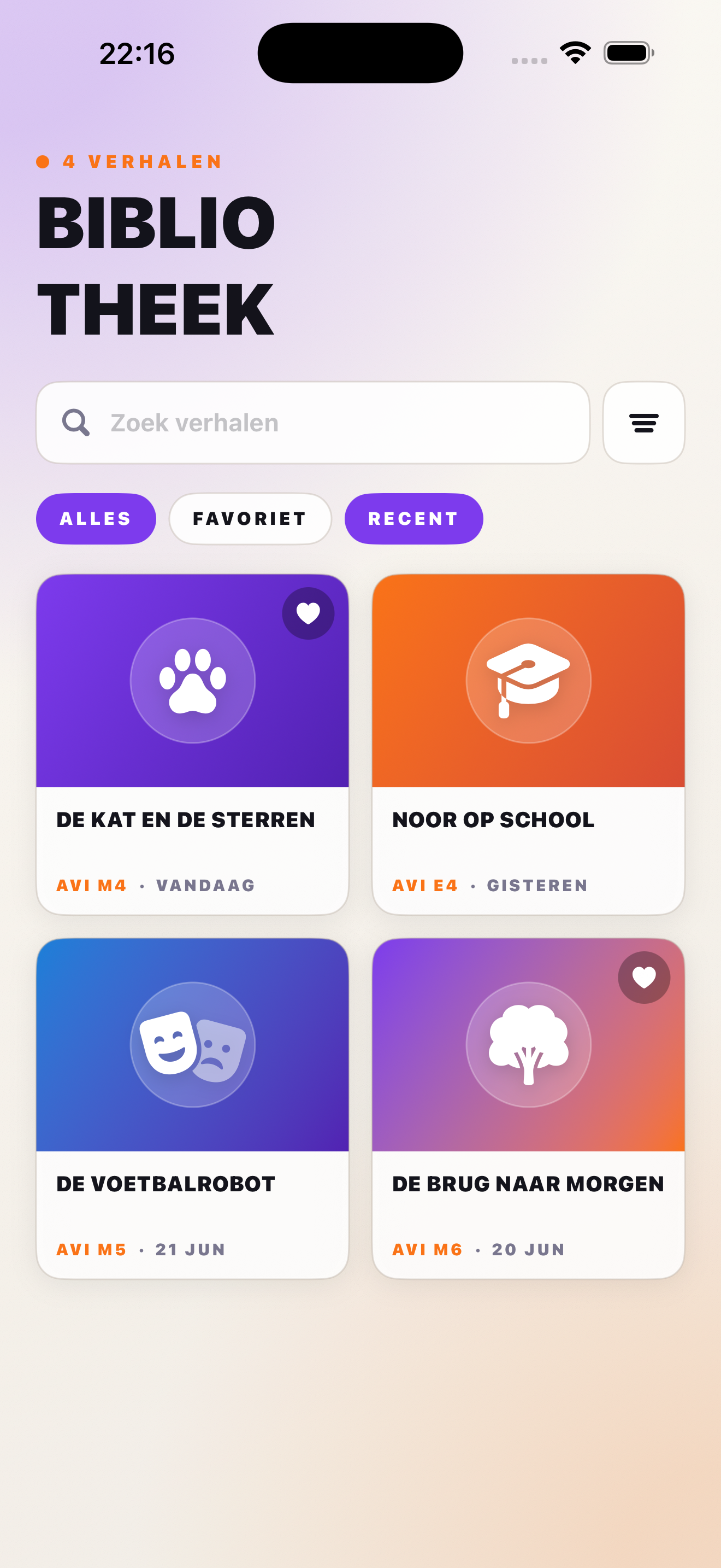 EVI screenshot of the saved story library
